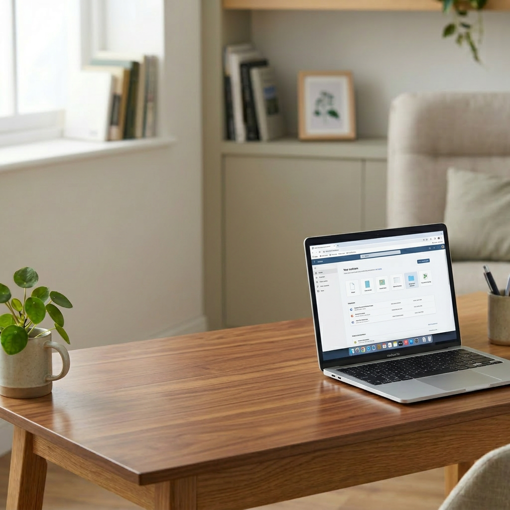 Open laptop on clean desk